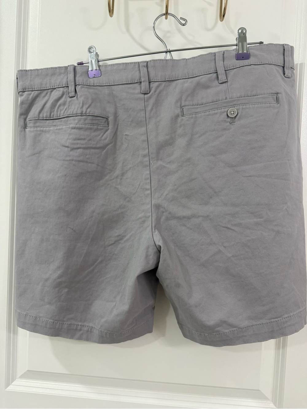 Men's Gray Flat Front Chino Shorts - Picture 3 of 5